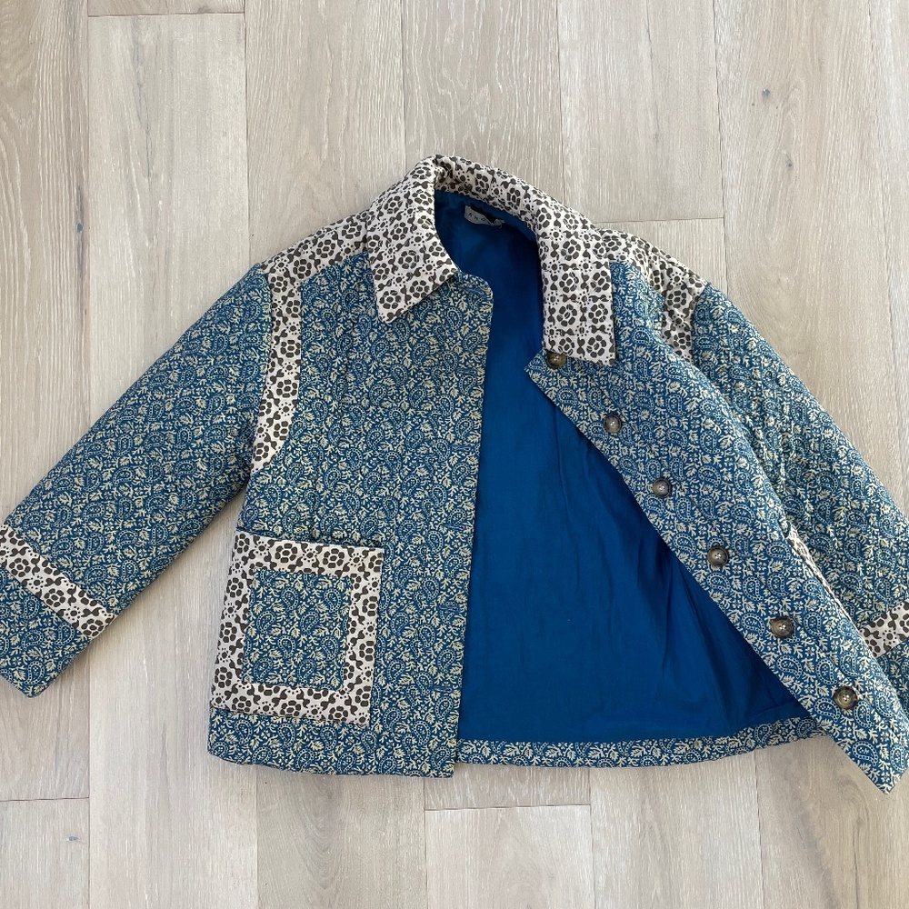 RHODE quilted patchwork blue jacket size S - image 2